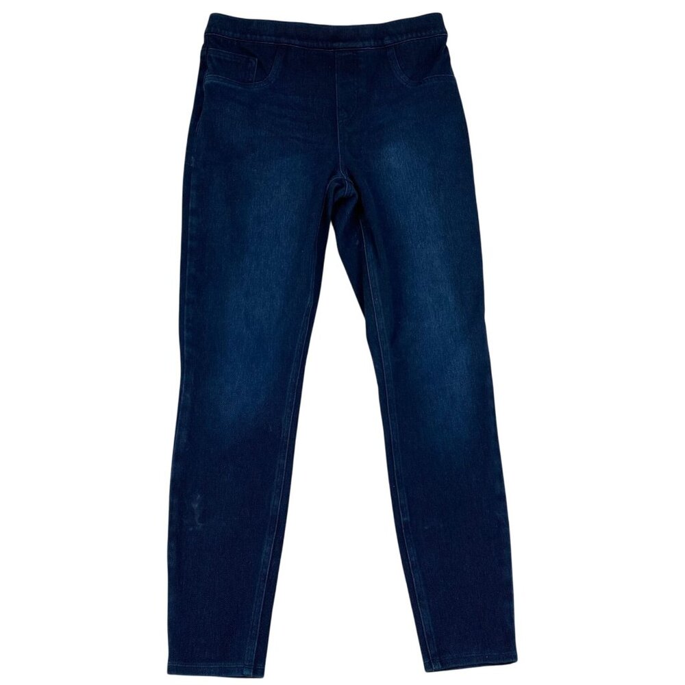 Spanx Women's Jeggings Large Blue Dark Denim Skinny Jeans Ankle Stretch Pull On